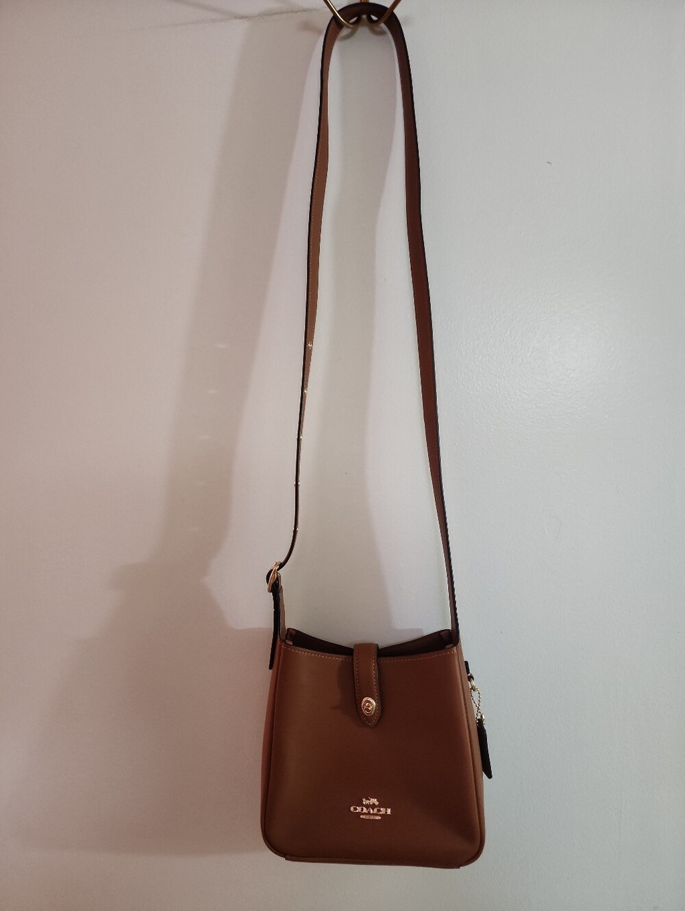 Coach Hadley Mini Tan Leather Crossbody with Gold Hardware - Picture 3 of 14